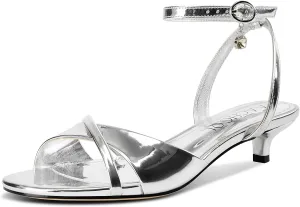 Aachcol Womens Open Toe Low Heel Sandals Ankle Strap Kitten Heels Prom Slingback Dress Shoes 1.4 Inches Heels