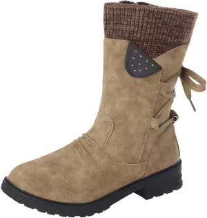 AMDBEL Cowboy Boots for Women, Cowgirl Boots Women Fringe Cowboy Boots Square Toe Mid Calf Chunky Heel Tassel Western Boots