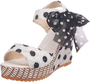 Aniywn Women Espadrilles Platform Wedges Heel Lace Up Sandals Elegant Floral Classic Ankle Strap Shoes