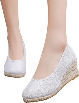 Aniywn Women's Closed Toe Espadrilles Wedge Sandals Round Toe Wedge Slip On Sandals Comfy Platform Pumps Shoes