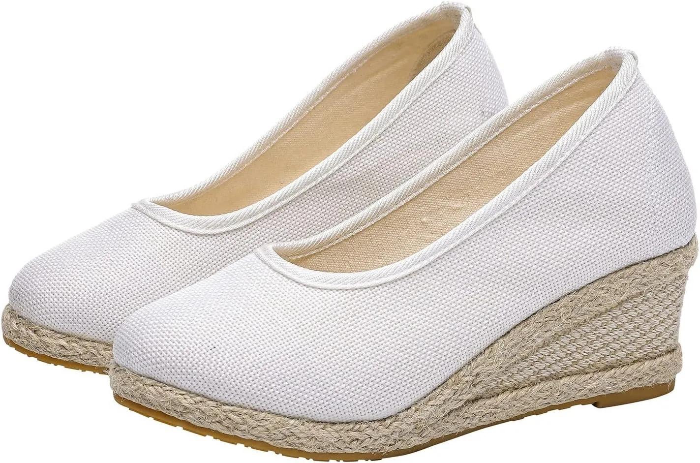Aniywn Women's Closed Toe Espadrilles Wedge Sandals Round Toe Wedge Slip On Sandals Comfy Platform Pumps Shoes