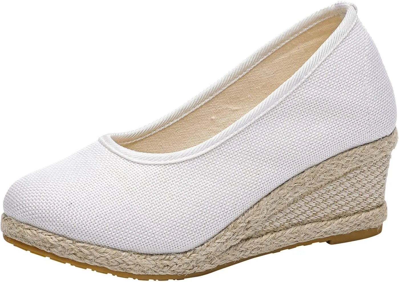 Aniywn Women's Closed Toe Espadrilles Wedge Sandals Round Toe Wedge Slip On Sandals Comfy Platform Pumps Shoes