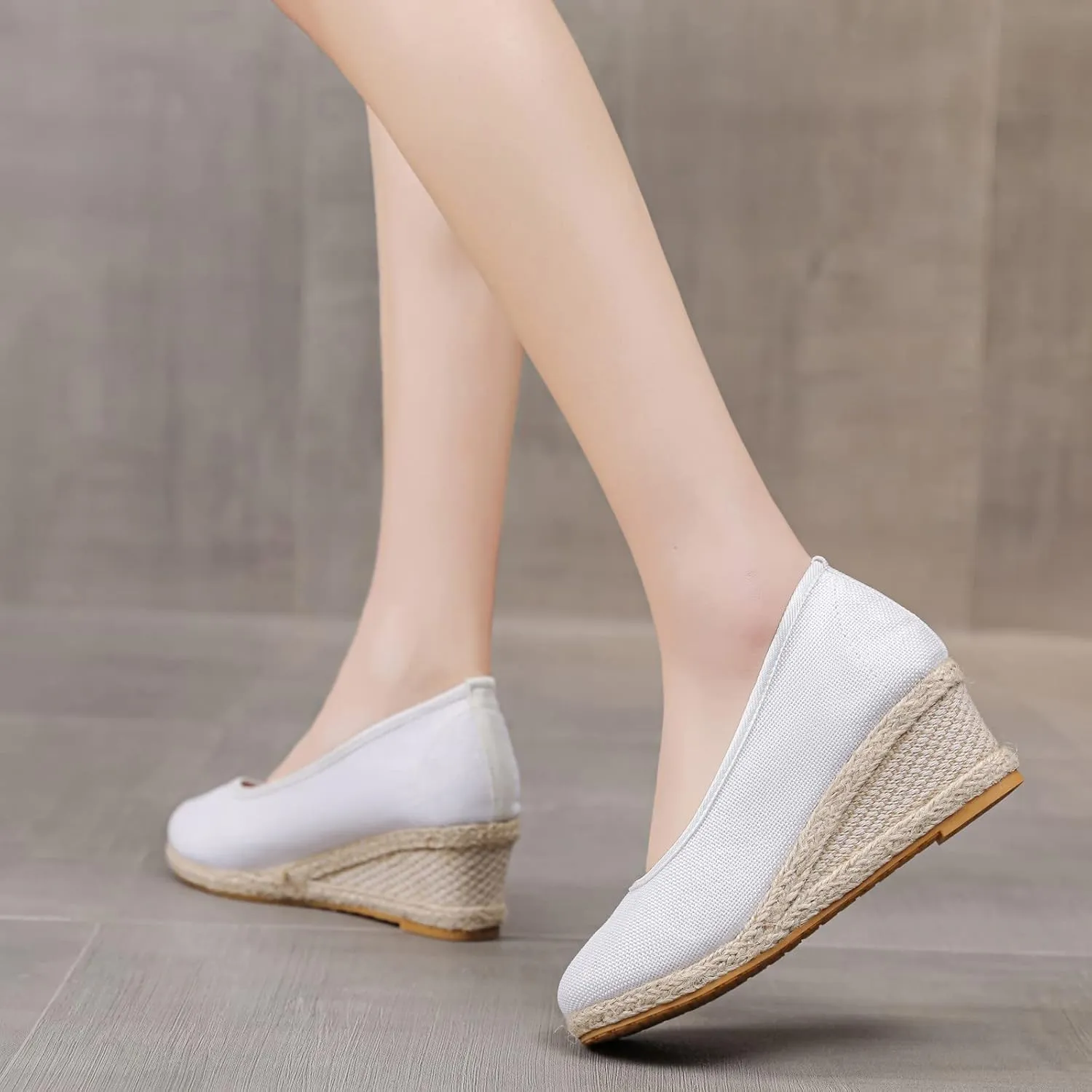 Aniywn Women's Closed Toe Espadrilles Wedge Sandals Round Toe Wedge Slip On Sandals Comfy Platform Pumps Shoes