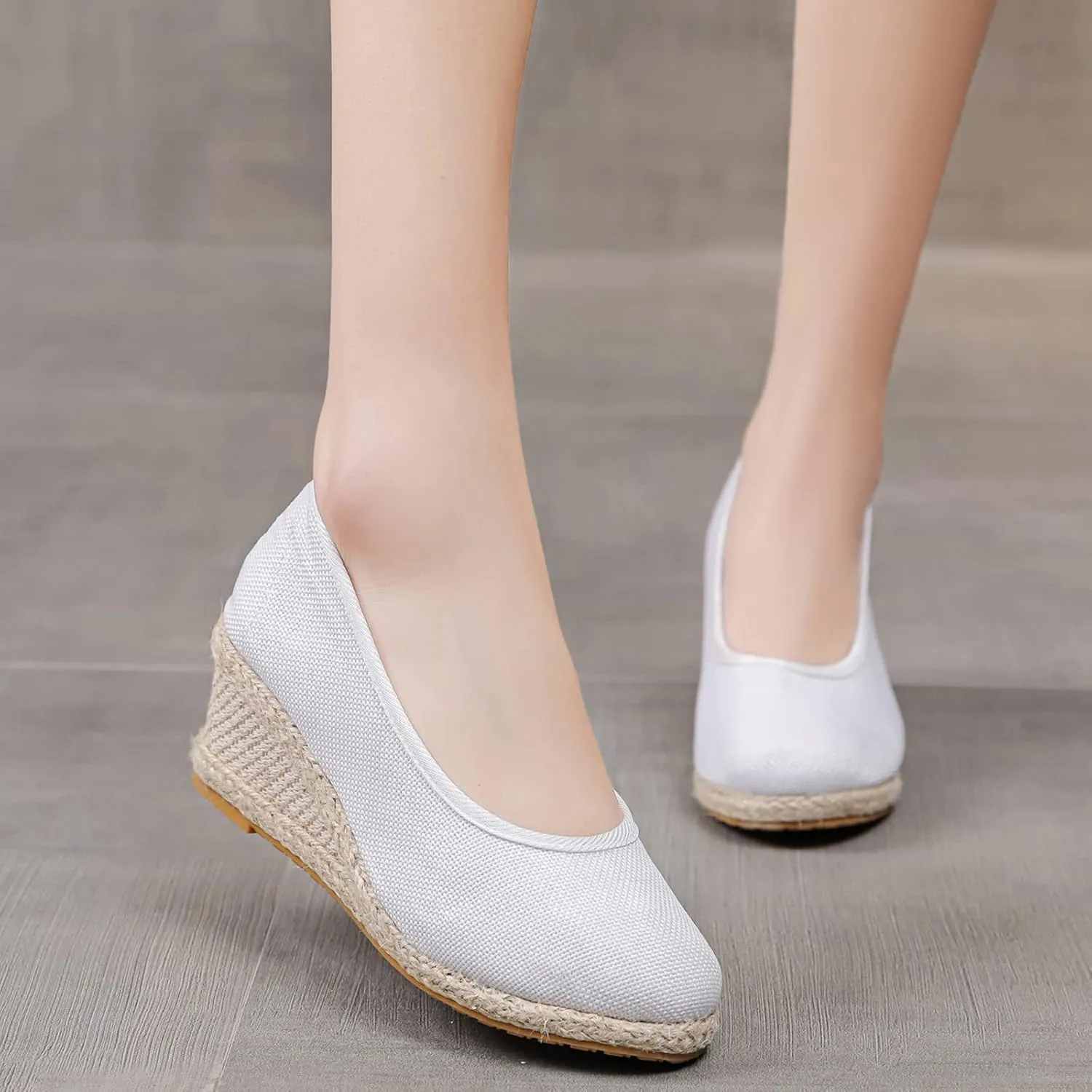 Aniywn Women's Closed Toe Espadrilles Wedge Sandals Round Toe Wedge Slip On Sandals Comfy Platform Pumps Shoes