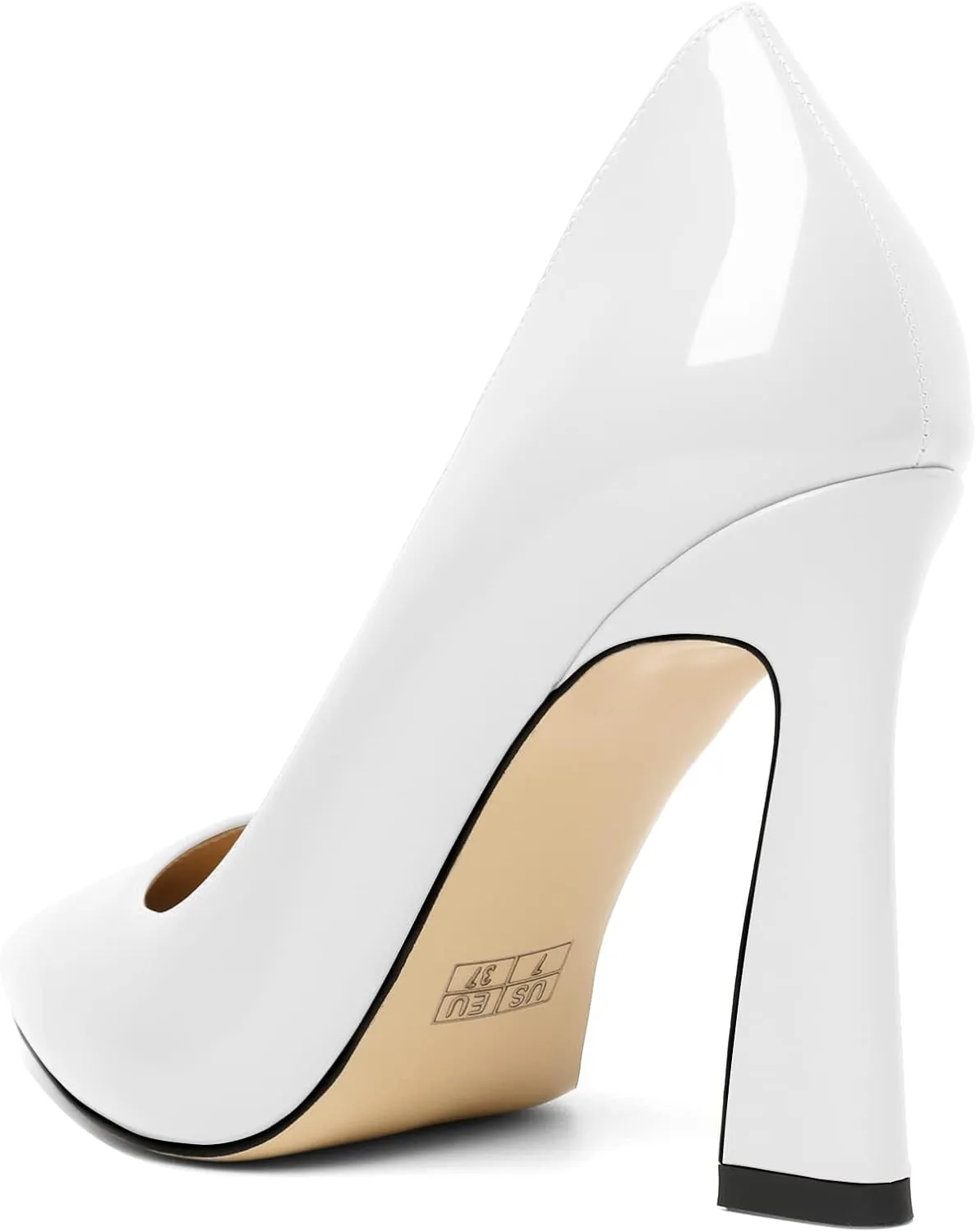 AUMOTED Women's Stilettos High Heels Close Pointed Toe Spool Slip-on Heels Pumps Patent Solid Dating Party Dress Shoes 4 Inch