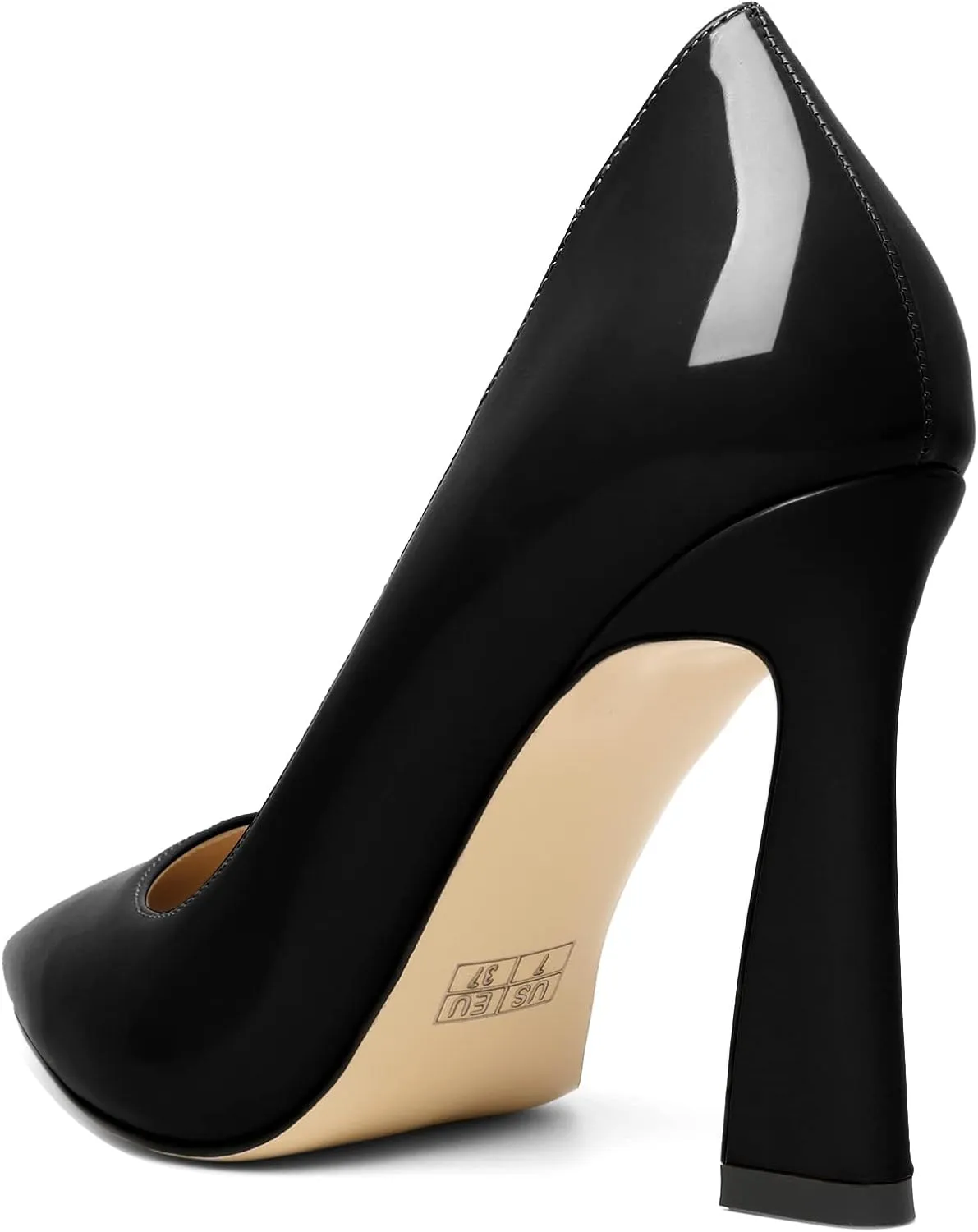 AUMOTED Women's Stilettos High Heels Close Pointed Toe Spool Slip-on Heels Pumps Patent Solid Dating Party Dress Shoes 4 Inch