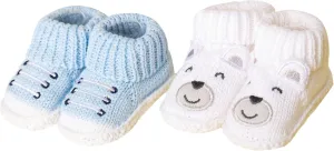 Baby Booties Newborn Infant Hand Crochet Knit Cotton Shoes Booties First Walking Slippers Indoor House Shoes for Baby 2 Pairs