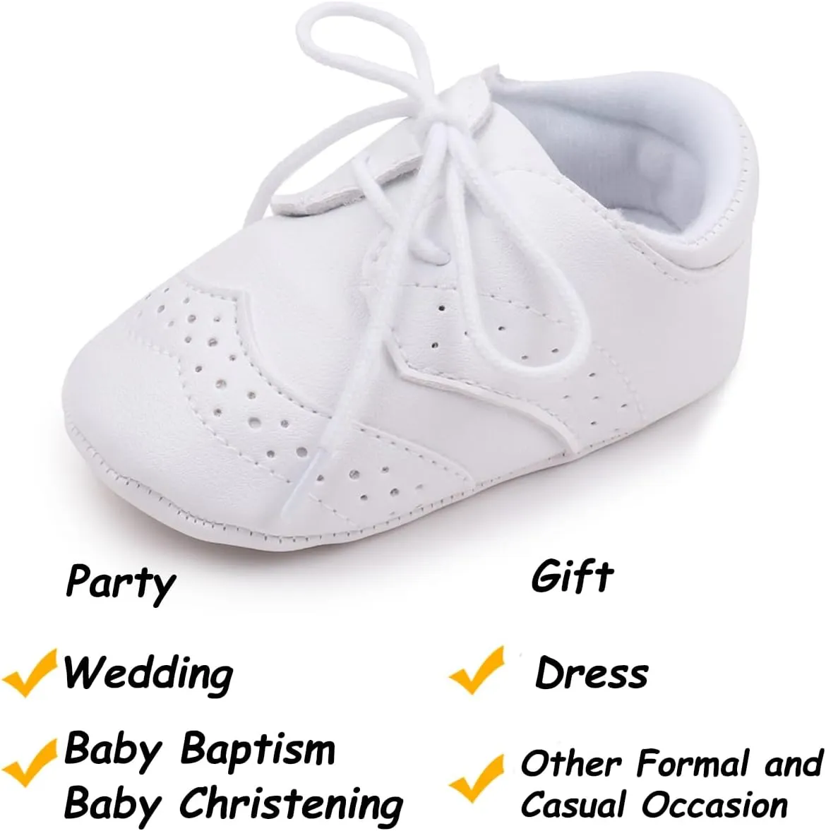 Baby Boys Girls Shoes Soft Sole Non-Slip PU Leather Baptism Christening Shoes Infant First Walker Shoes Toddler Crib Shoes Newborn Loafers Flats Shoes