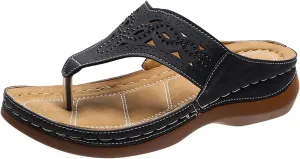 Cathalem Sandals For Women Orthopedic Sandals Casual Summer Comfortable Low Wedge Flip Flops Sandals Slippers