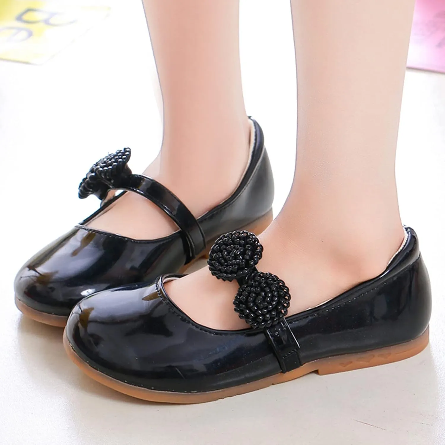 Children Shoes White Leather Shoes Bowknot Girls Princess Shoes Single Shoes Performance Shoes Girls Clothes Size 4
