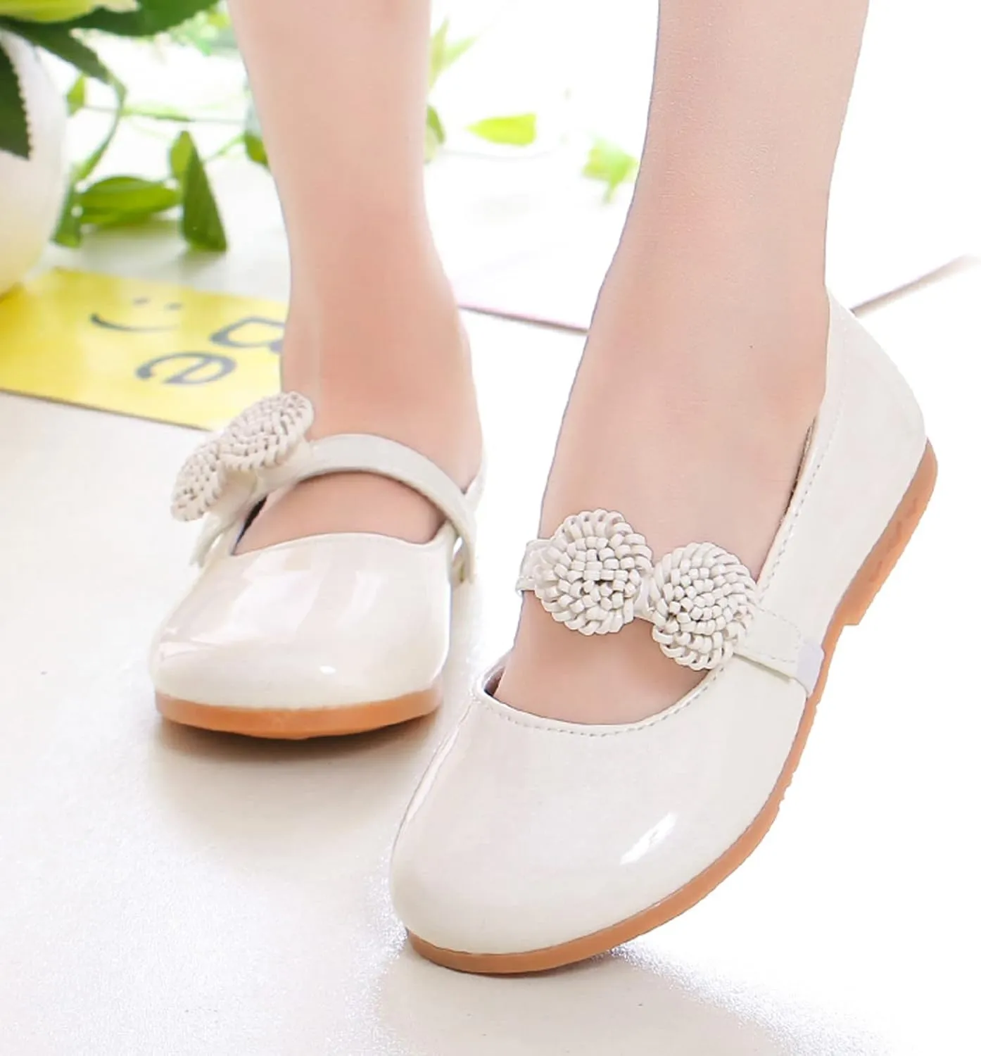 Children Shoes White Leather Shoes Bowknot Girls Princess Shoes Single Shoes Performance Shoes Girls Clothes Size 4