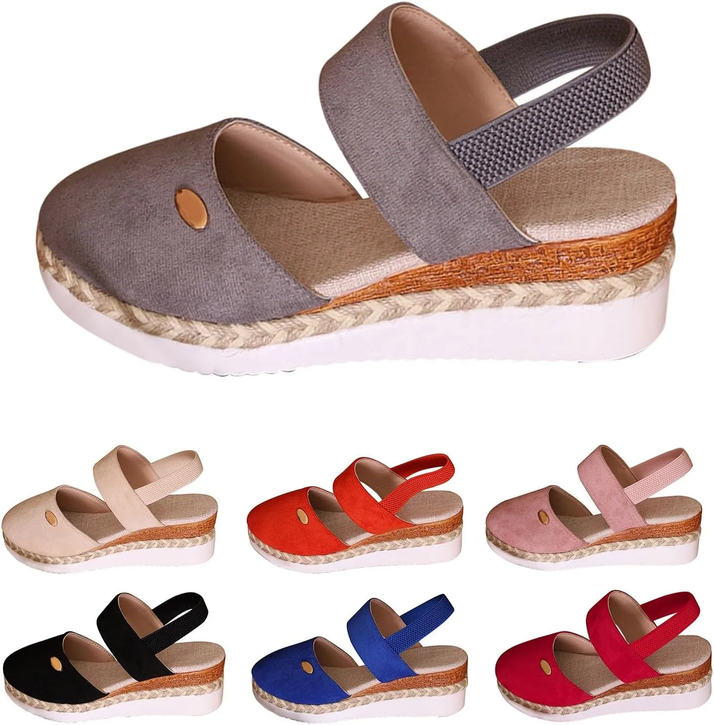 Closed Toe Platform Sandals for Women Buckle Ankle Strap Espadrilles Dressy Platform Shoes Summer Anti Slip Wedges Shoes