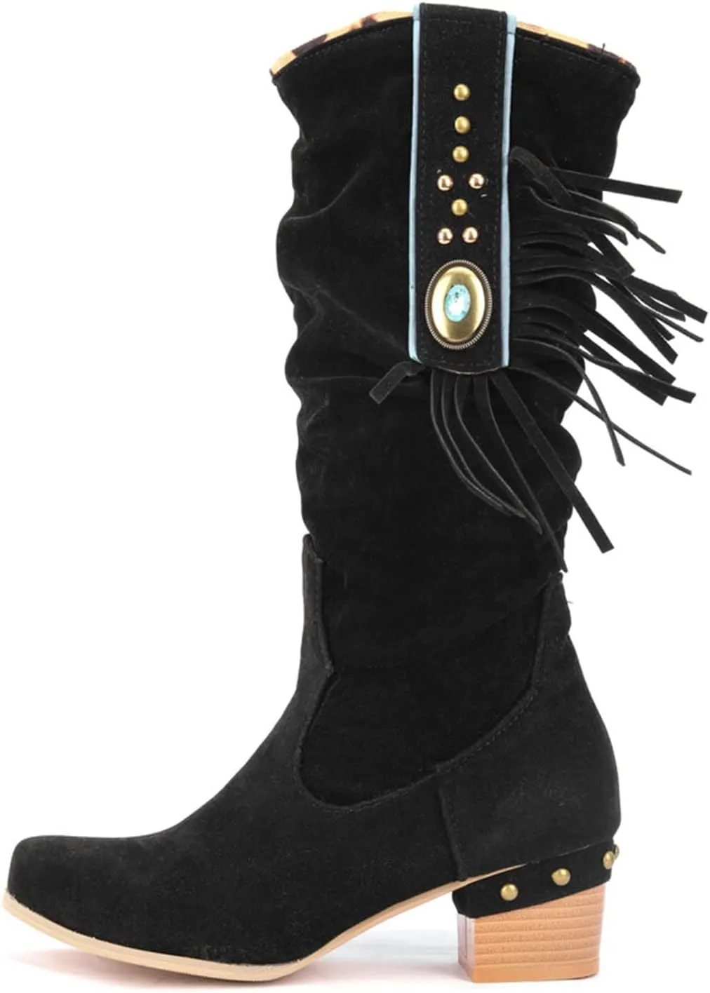 Combat Boots Womens Casual Square Heel Thigh High Boots Zipper Knee High Boots Pointed Pull On Tall Bootie