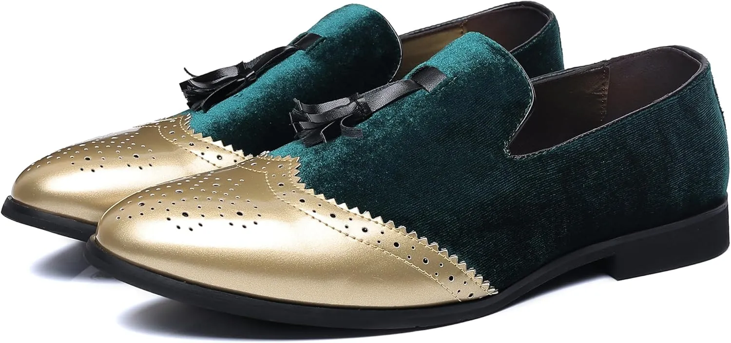 COSIDRAM Men's Casual Shoes Tassel Loafers Wingtip Brogues Comfort Slip on Walking Velvet Shoes