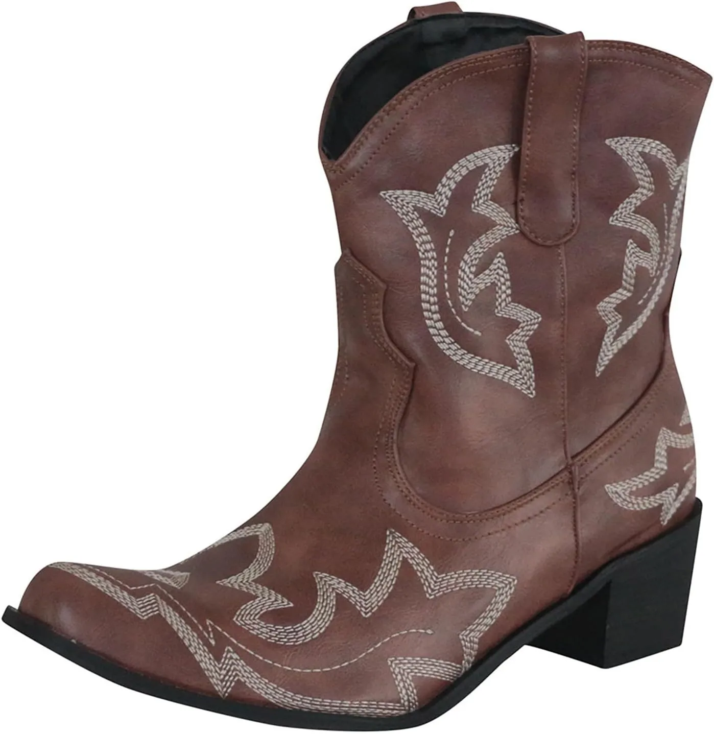 Cowboy Boots for Women Embroided Western Cowgirl Boots Pull on Ankle Boots Pointed Toe Boots Chunky Heel Pull On Short Boots