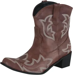 Cowboy Boots for Women Embroided Western Cowgirl Boots Pull on Ankle Boots Pointed Toe Boots Chunky Heel Pull On Short Boots