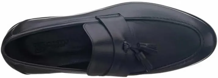 DALGALA Men's Black Leather Handmade Big Size Tassel Loafers, Casual Slip on Dress Shoes