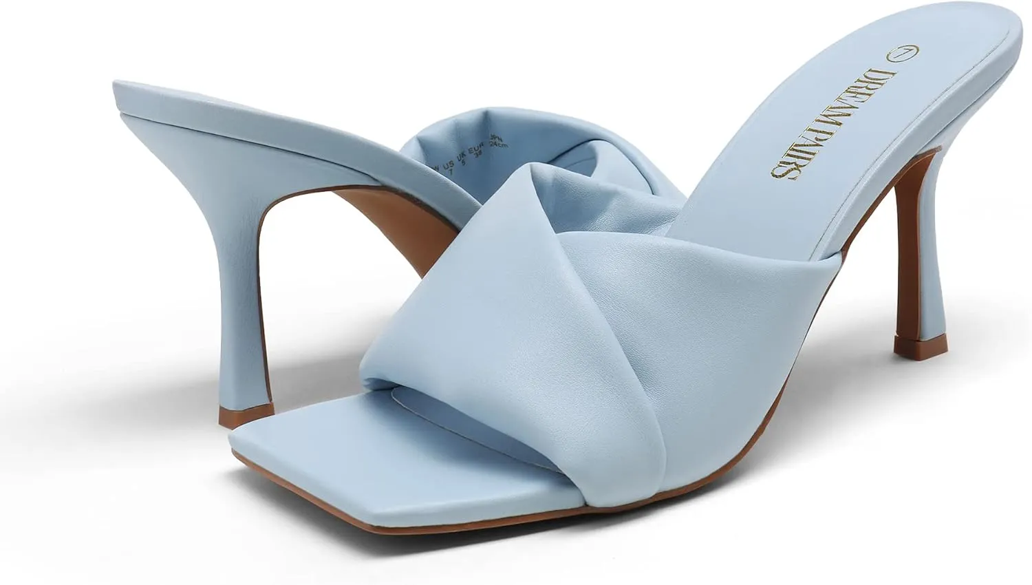 DREAM PAIRS Womens High Stilettos Heels Mules Open Square Toe Slip On Comfort Sexy Dress Pumps Sandals Evening Party Prom Dance Shoes