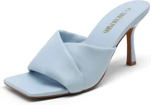 DREAM PAIRS Womens High Stilettos Heels Mules Open Square Toe Slip On Comfort Sexy Dress Pumps Sandals Evening Party Prom Dance Shoes