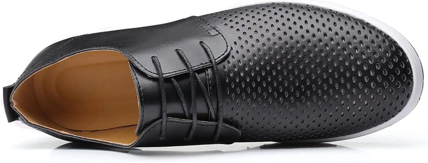 Dress Shoe Men Slip On Summer Style Men's Breathable Comfortable Business Lace Up Leisure Hollow Solid Leather Shoes Wingtip Oxfords Shoes Men