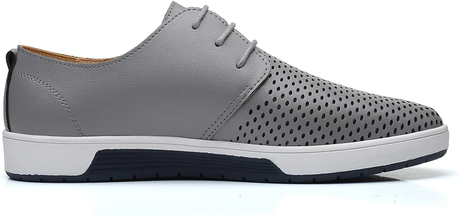 Dress Shoe Men Slip On Summer Style Men's Breathable Comfortable Business Lace Up Leisure Hollow Solid Leather Shoes Wingtip Oxfords Shoes Men