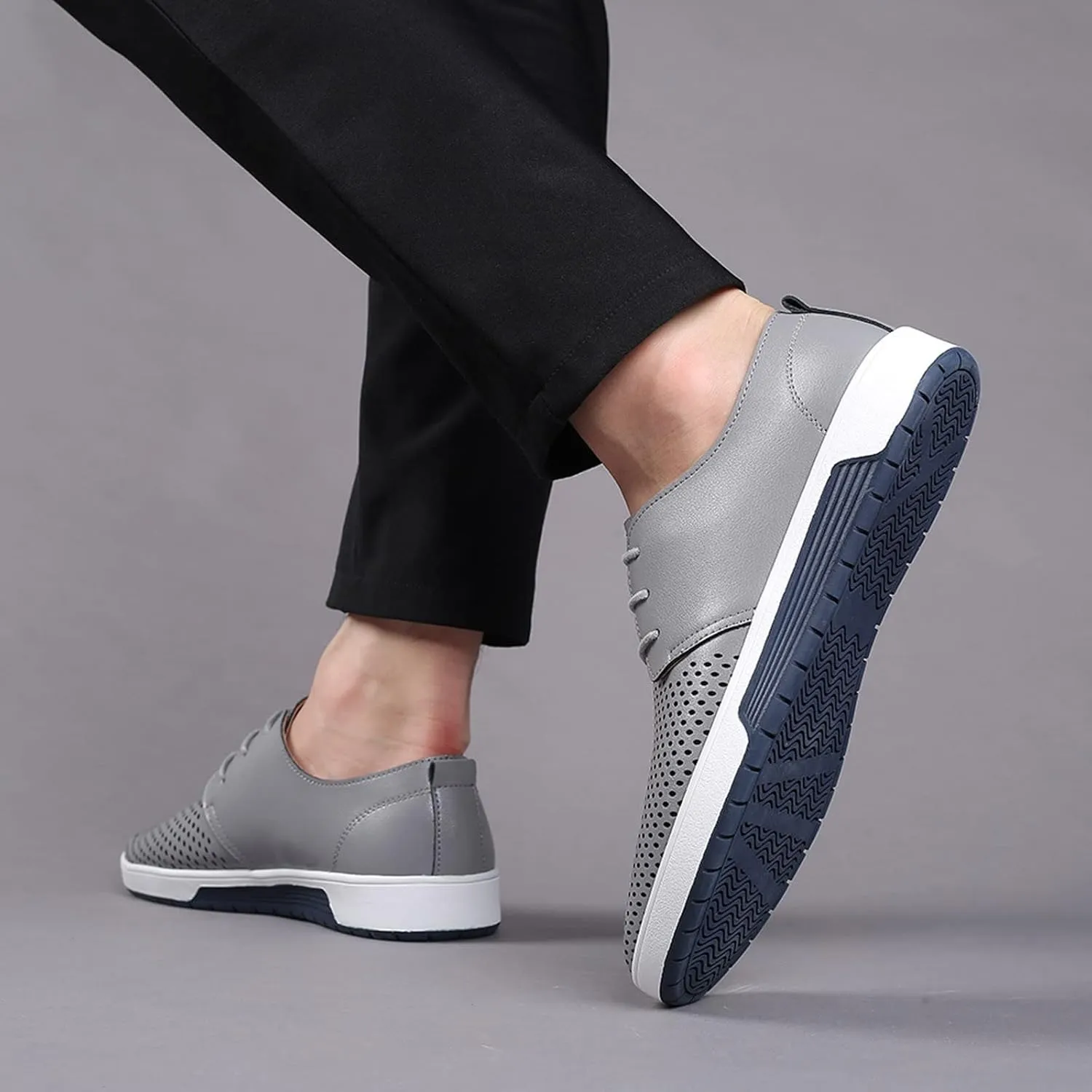 Dress Shoe Men Slip On Summer Style Men's Breathable Comfortable Business Lace Up Leisure Hollow Solid Leather Shoes Wingtip Oxfords Shoes Men