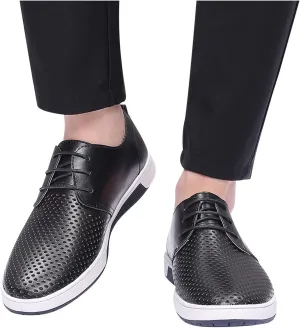 Dress Shoe Men Slip On Summer Style Men's Breathable Comfortable Business Lace Up Leisure Hollow Solid Leather Shoes Wingtip Oxfords Shoes Men