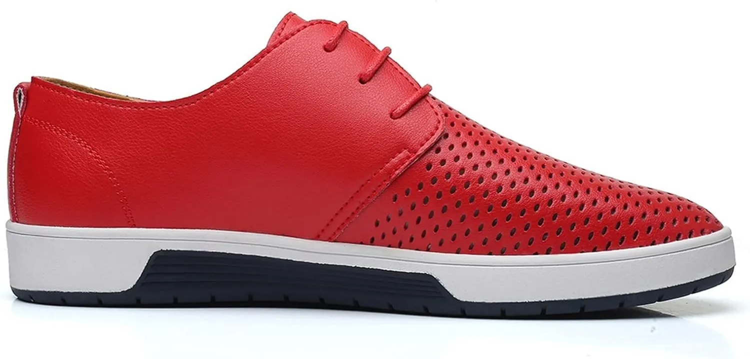 Dress Shoe Men Slip On Summer Style Men's Breathable Comfortable Business Lace Up Leisure Hollow Solid Leather Shoes Wingtip Oxfords Shoes Men
