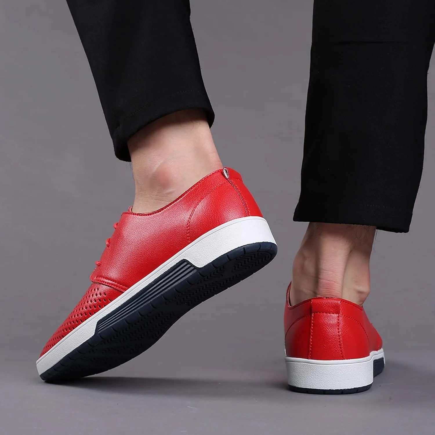 Dress Shoe Men Slip On Summer Style Men's Breathable Comfortable Business Lace Up Leisure Hollow Solid Leather Shoes Wingtip Oxfords Shoes Men
