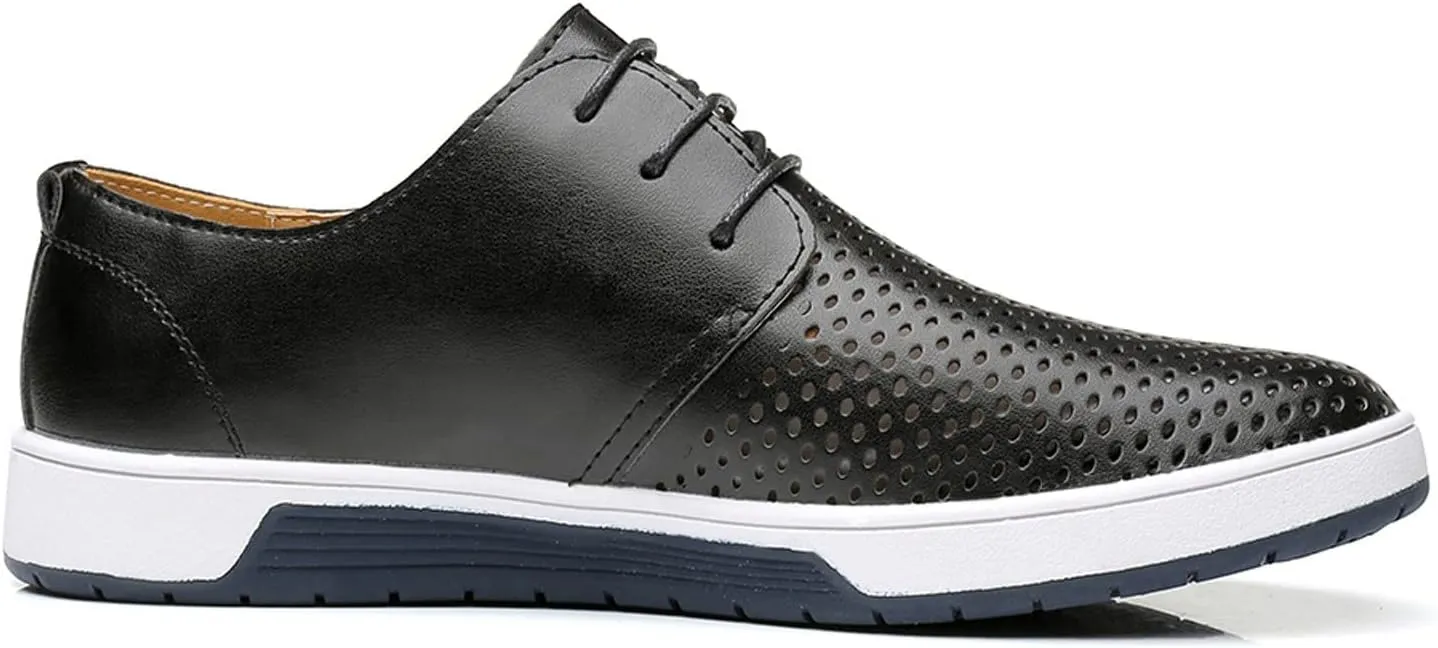 Dress Shoe Men Slip On Summer Style Men's Breathable Comfortable Business Lace Up Leisure Hollow Solid Leather Shoes Wingtip Oxfords Shoes Men