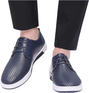 Dress Shoe Men Slip On Summer Style Men's Breathable Comfortable Business Lace Up Leisure Hollow Solid Leather Shoes Wingtip Oxfords Shoes Men