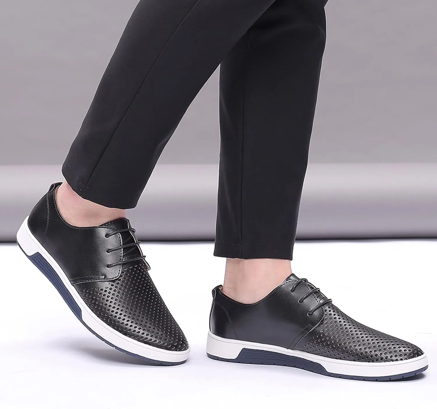 Dress Shoe Men Slip On Summer Style Men's Breathable Comfortable Business Lace Up Leisure Hollow Solid Leather Shoes Wingtip Oxfords Shoes Men