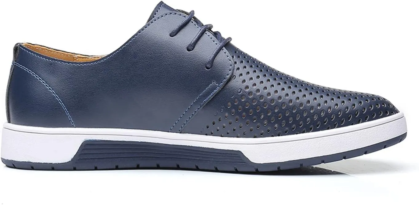 Dress Shoe Men Slip On Summer Style Men's Breathable Comfortable Business Lace Up Leisure Hollow Solid Leather Shoes Wingtip Oxfords Shoes Men