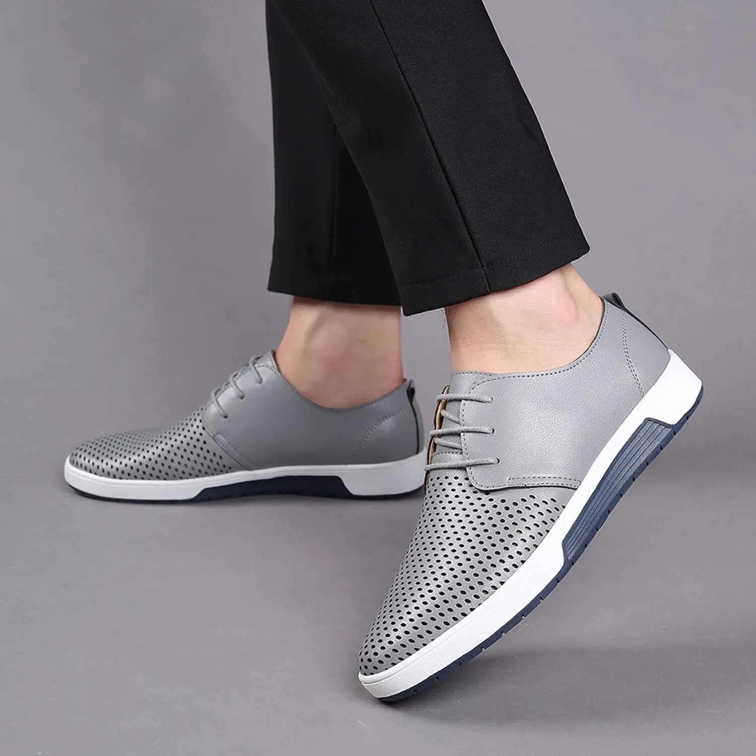 Dress Shoe Men Slip On Summer Style Men's Breathable Comfortable Business Lace Up Leisure Hollow Solid Leather Shoes Wingtip Oxfords Shoes Men