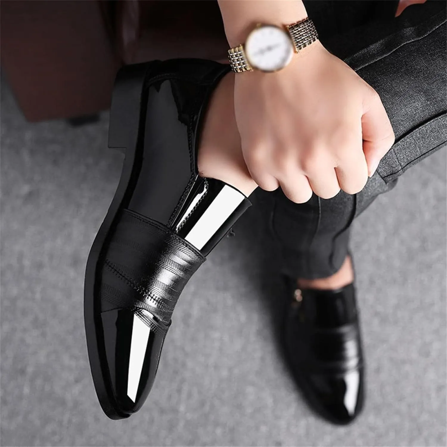 Dress Shoes for Men Comfortable Dressy Classical Style Men's Breathable Hollow Business Mens Oxfords Shoes Wide Leather