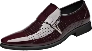 Dress Shoes for Men Fashion Leather Classic Style Men Leather Shoes Metal Buckle Shoes Diamond Cutout Breathable Business Casual Pointed Toe Leather Shoes Business Shoes for Men Wide