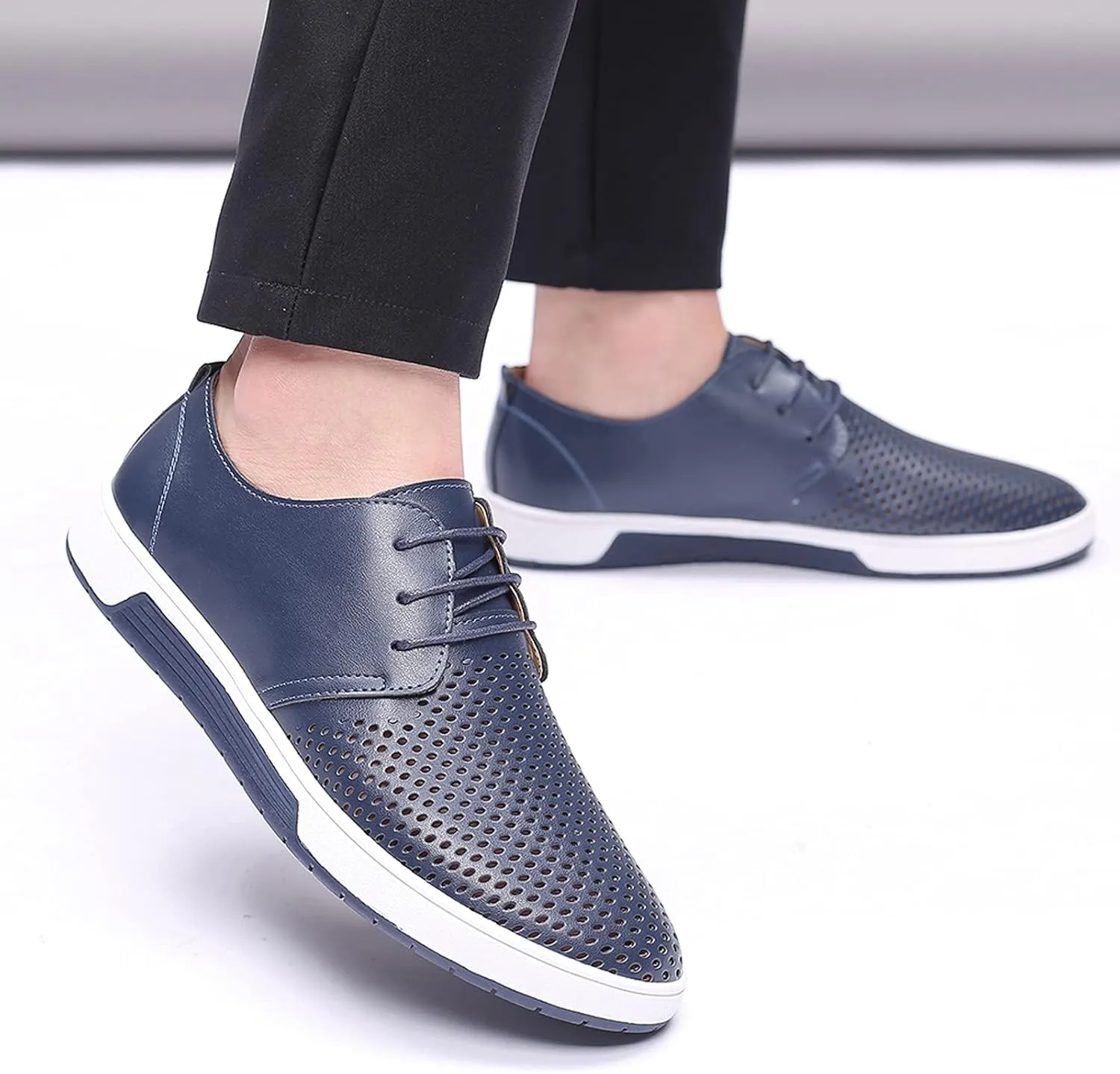 Dress Shoes Men Size 9 Brown Summer Hollow Style Solid Shoes Leisure Men's Business Leather Breathable Summer Men's Leather Shoes Casual Oxfords Shoe Men