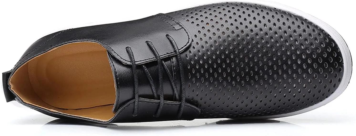 Dress Shoes Men Size 9 Brown Summer Hollow Style Solid Shoes Leisure Men's Business Leather Breathable Summer Men's Leather Shoes Casual Oxfords Shoe Men