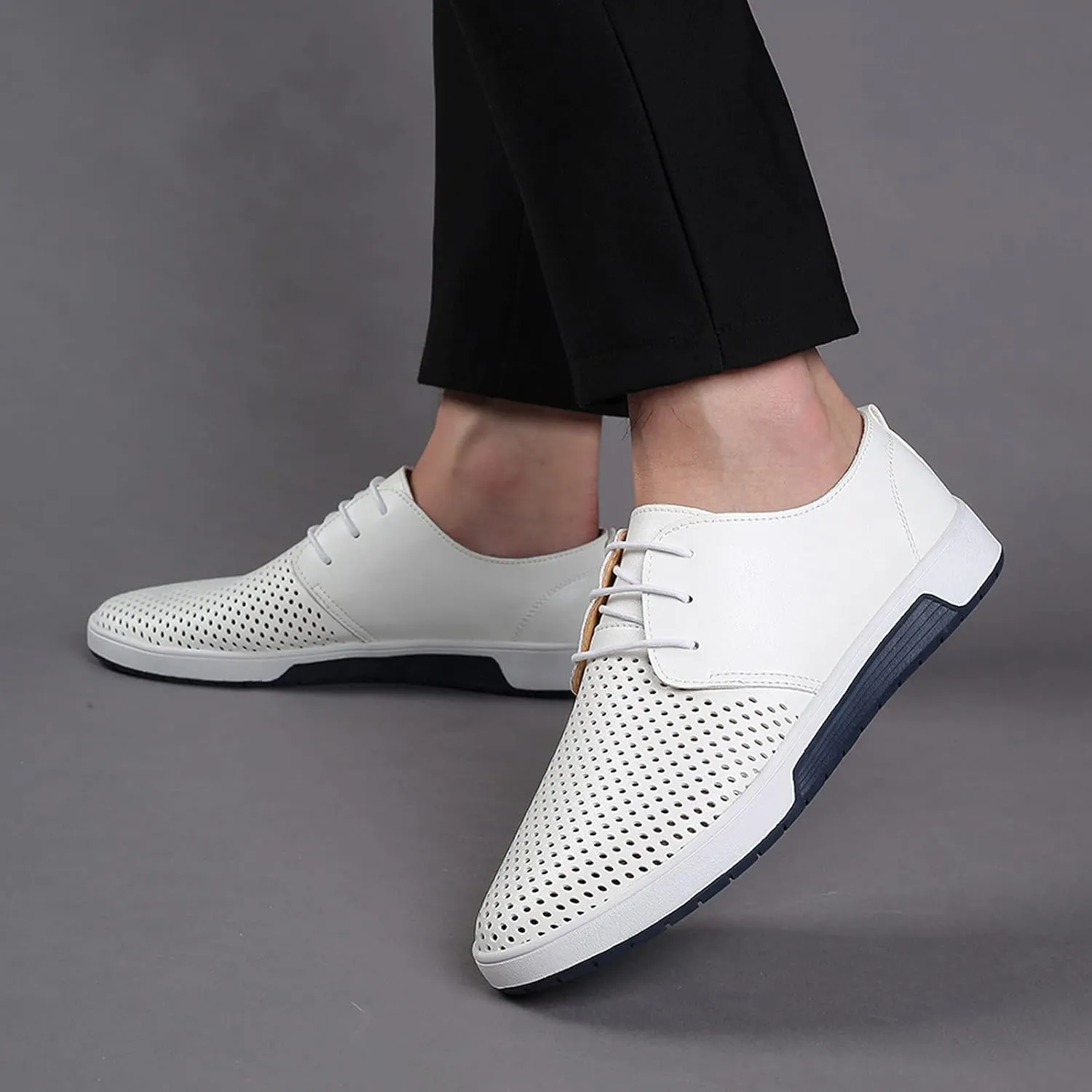 Dress Shoes Men Size 9 Brown Summer Hollow Style Solid Shoes Leisure Men's Business Leather Breathable Summer Men's Leather Shoes Casual Oxfords Shoe Men