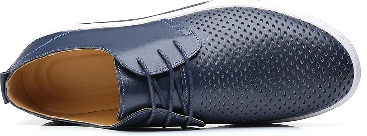 Dress Shoes Men Size 9 Brown Summer Hollow Style Solid Shoes Leisure Men's Business Leather Breathable Summer Men's Leather Shoes Casual Oxfords Shoe Men