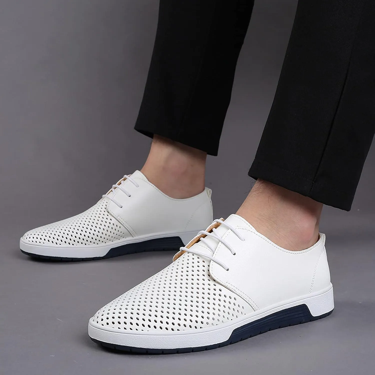 Dress Shoes Men Size 9 Brown Summer Hollow Style Solid Shoes Leisure Men's Business Leather Breathable Summer Men's Leather Shoes Casual Oxfords Shoe Men