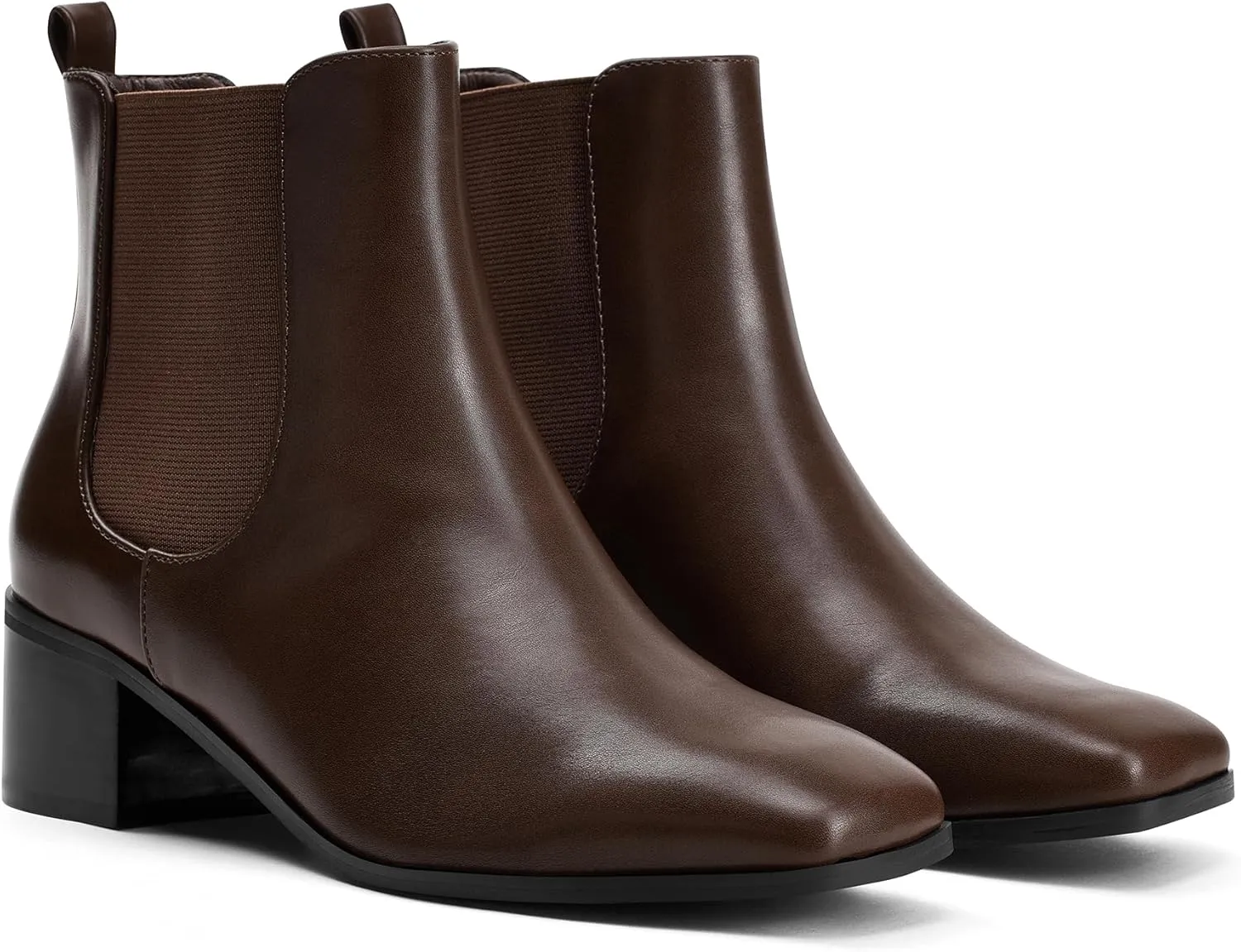 Elisabet Tang Women's Chunky Heel Chelsea Boots,2 Inch Fashion Square Toe Low Block Heel Ankle Booties Slip On Elastic Fall Booties Shoes