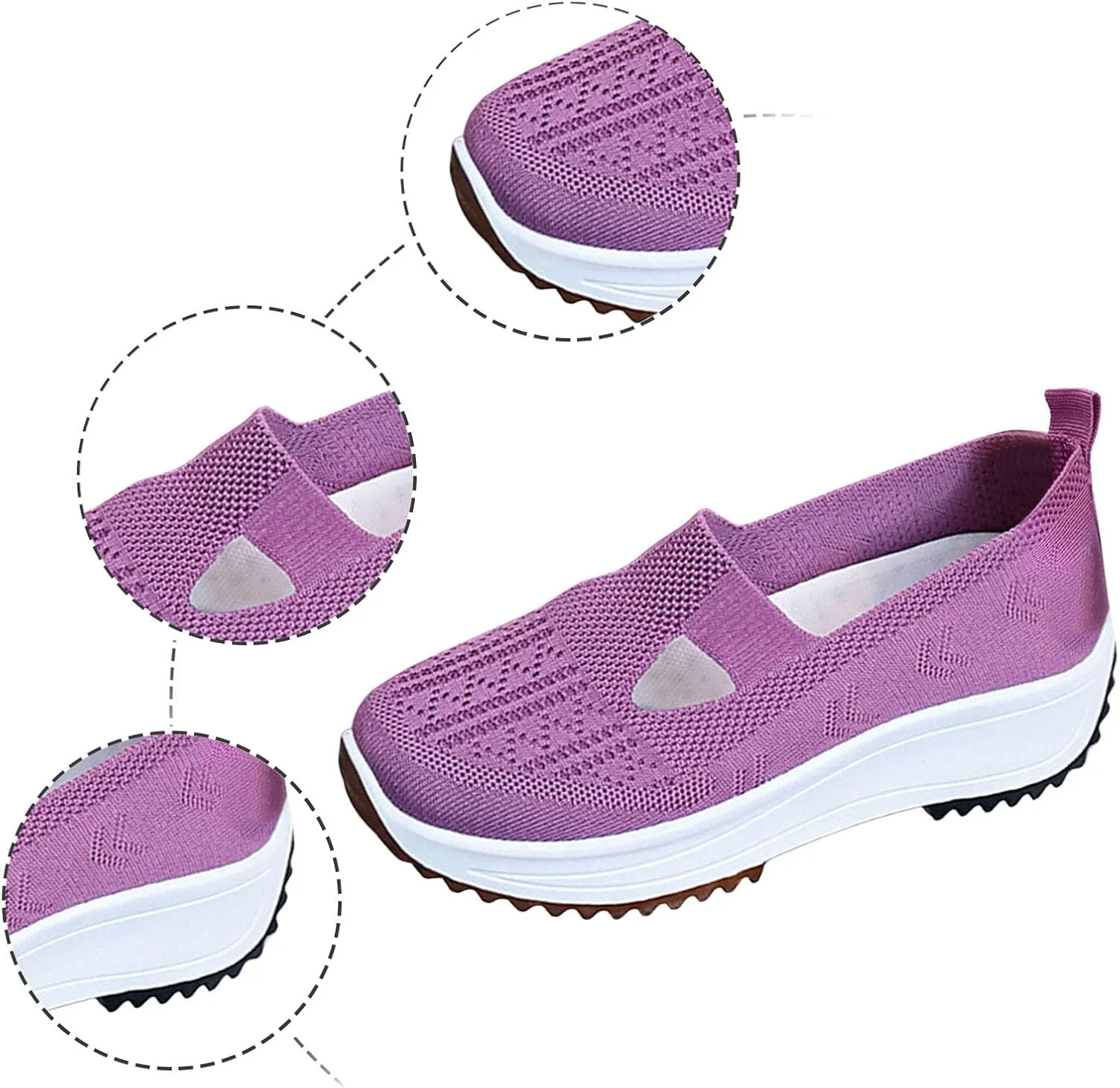 Fashion Summer Women Sports Shoes Flat Bottom Non Slip Mesh Hollow Upper Breathable Soft Slip On Low Top Platform Shoe
