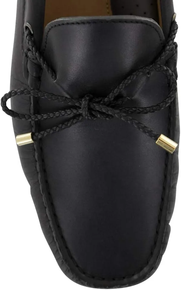 Fiori Di Lusso Black Leather Driving Shoes
