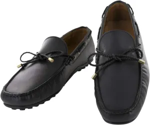 Fiori Di Lusso Black Leather Driving Shoes