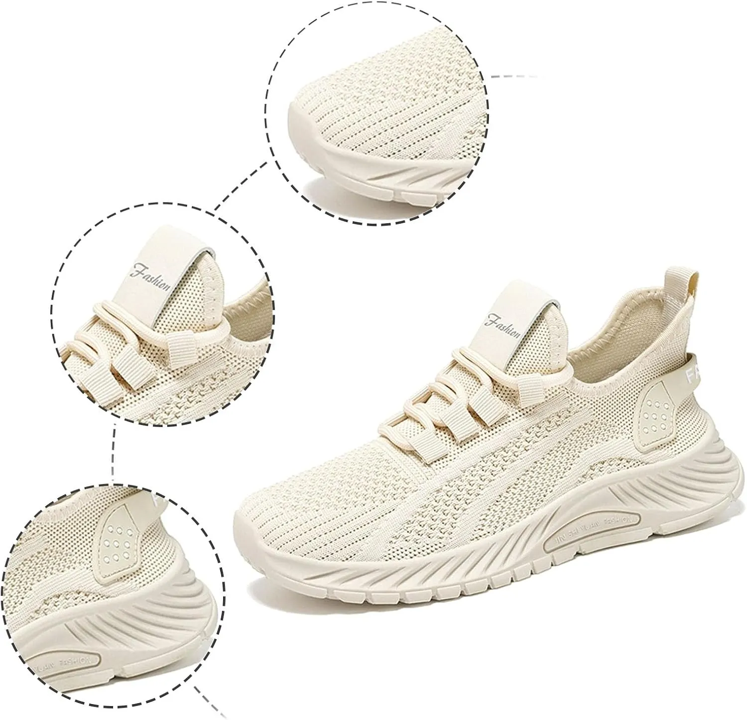 Flying Weaving Sneakers Women New Korean Fashion Round Head Lace Up Casual Shoes Thick Bottom Running Shoes Working