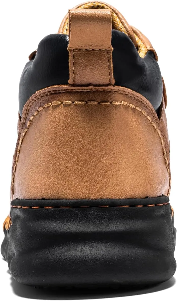 FLYLAND Mens Casual Leather Shoes Ankle Chukka Boots Handmade Retro British Walking Daily Work Office Sneakers Shoes for Male