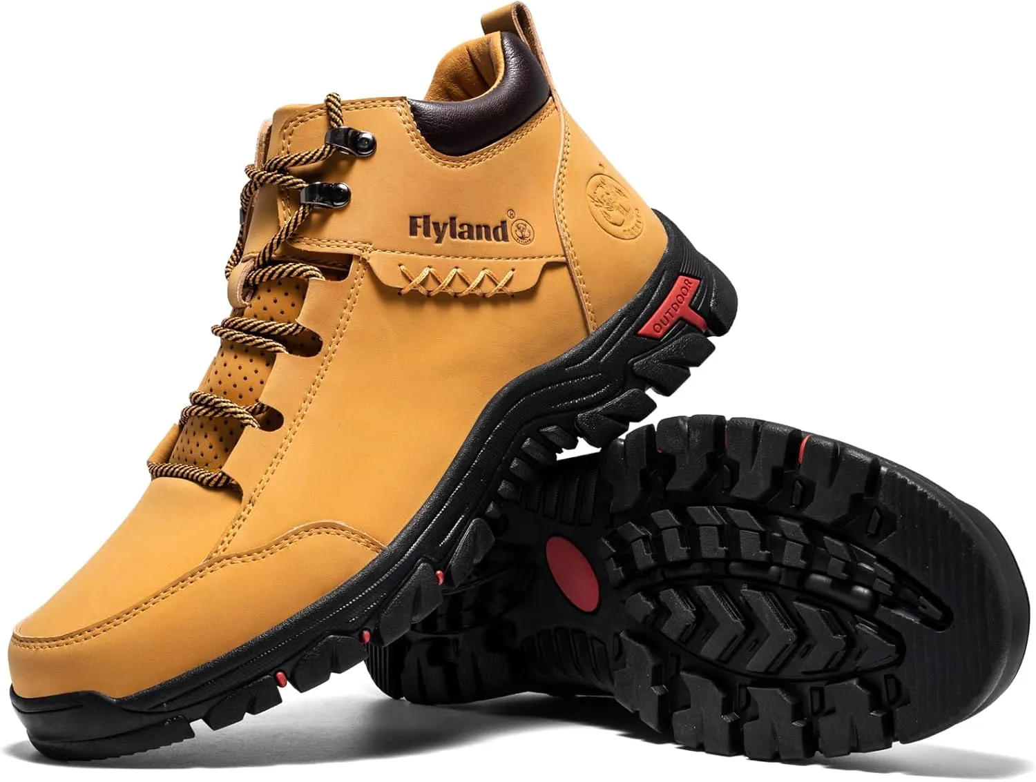 FLYLAND Men's Casual Leather Shoes Chukka Ankle Boots Handmade Fashion Shoes Non Slip Breathable Comfortable Mid Top for Driving Walking Outdoor