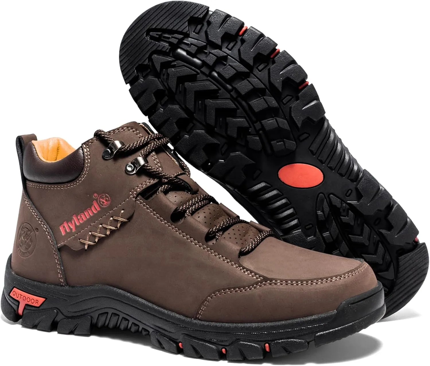 FLYLAND Men's Casual Leather Shoes Chukka Ankle Boots Handmade Fashion Shoes Non Slip Breathable Comfortable Mid Top for Driving Walking Outdoor