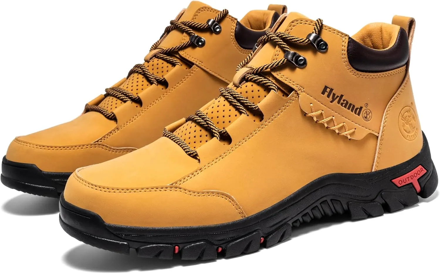 FLYLAND Men's Casual Leather Shoes Chukka Ankle Boots Handmade Fashion Shoes Non Slip Breathable Comfortable Mid Top for Driving Walking Outdoor